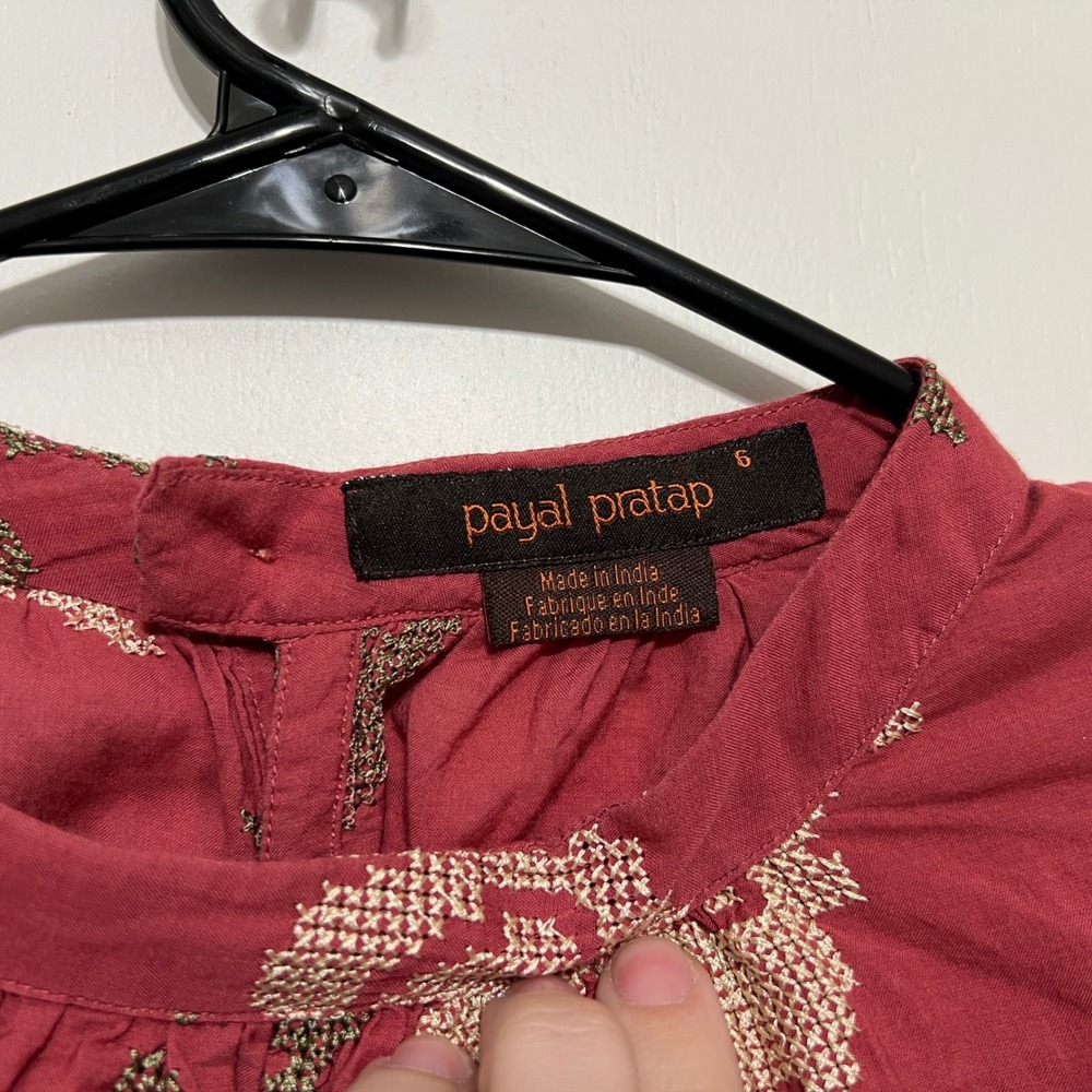 Anthropologie Payal Pratap Embroidered Blouse Size 6 Rhododendron Peasant‎ Top - Picture 4 of 8